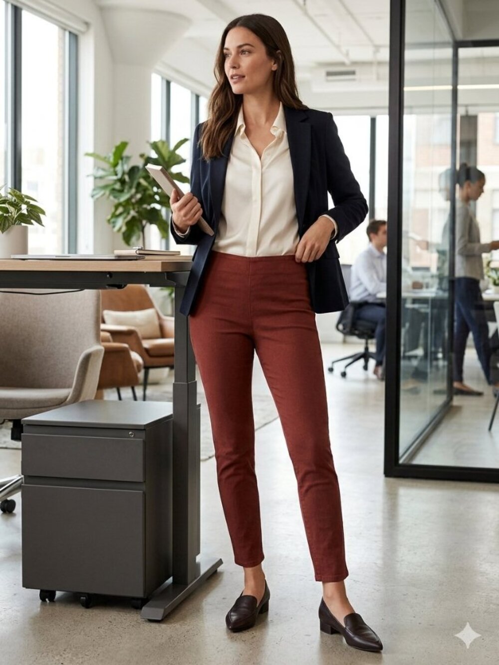 New Day Terracotta Cropped Trousers Side Zip Size 6